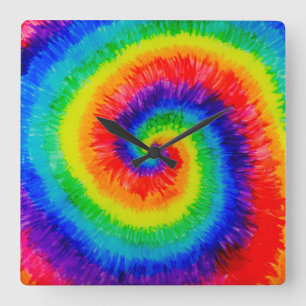Rainbow Krawatte-Dye Alcohol Tinte Quadratische Wanduhr