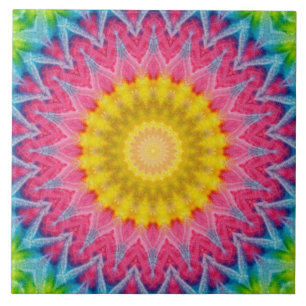 Rainbow-Krawatte-Dye Mandala mit dynamischer Symme Fliese
