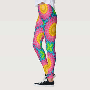 Rainbow-Krawatte-Dye Mandala mit dynamischer Symme Leggings