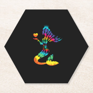 Rainbow Krawatte-Dye Mermaid Shirt in 60er 70er Re Untersetzer