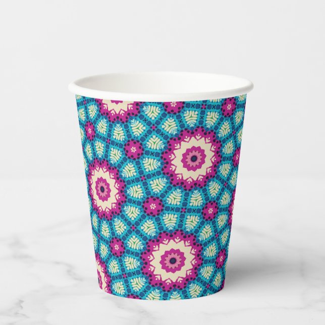 Rainbow-Krawatte Geometric Mandala 5 Muster Pappbecher (Vorderseite)