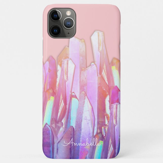 Rainbow-Kristalle auf rosa Case-Mate iPhone Hülle (Rückseite)