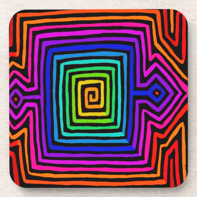 Rainbow Kuna Indian Mola Getränkeuntersetzer (Vorderseite)