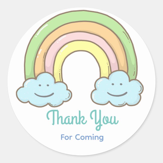 Rainbow Lächelnde Cloud Vielen Dank Runder Aufkleber (Vorderseite)