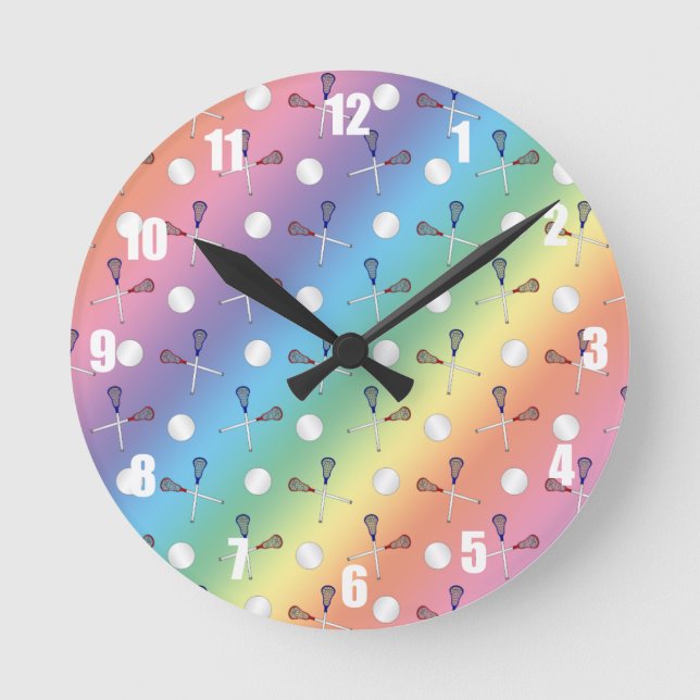 Rainbow lacrosse pattern runde wanduhr (Vorderseite)