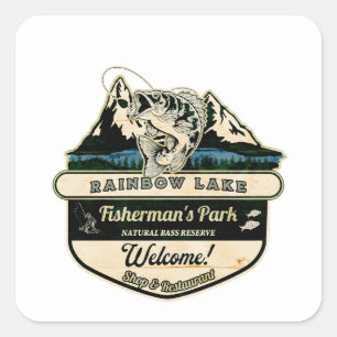 RAINBOW LAKE FISHERMAN'S PARK - FISCHEREI-LIEBHAbe Quadratischer Aufkleber