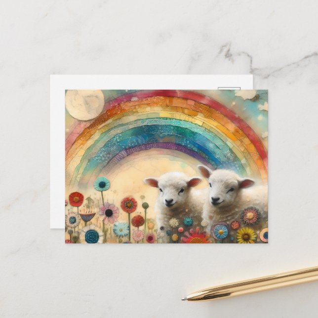 Rainbow Lambs Postkarte (Vorderseite/Rückseite Beispiel)