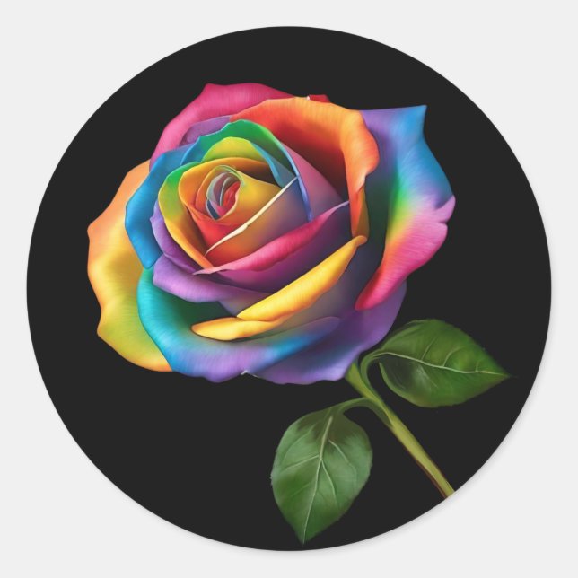Rainbow Lange Steppe Rose- Runder Aufkleber (Vorderseite)
