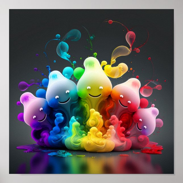 Rainbow Lava Lamp Creatures Poster (Vorne)