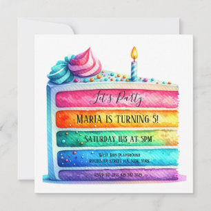 Rainbow Layer Cake Anniversaire Fête Invitation
