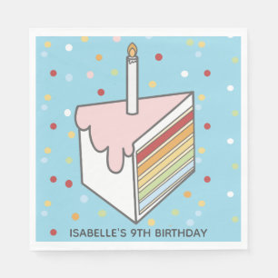 Rainbow Layered Cake Slice Dotty Birthday Serviette