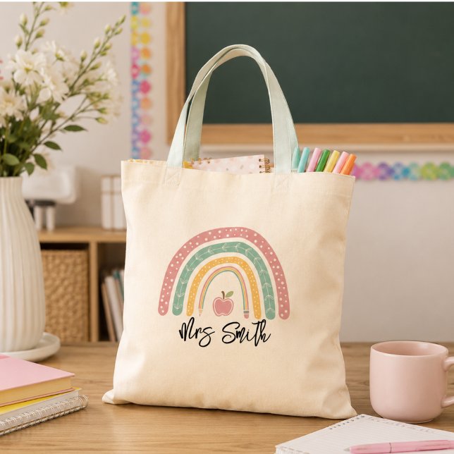 Rainbow-Lehrer Tragetasche (back School Rainbow Teacher Life Tote Bag)