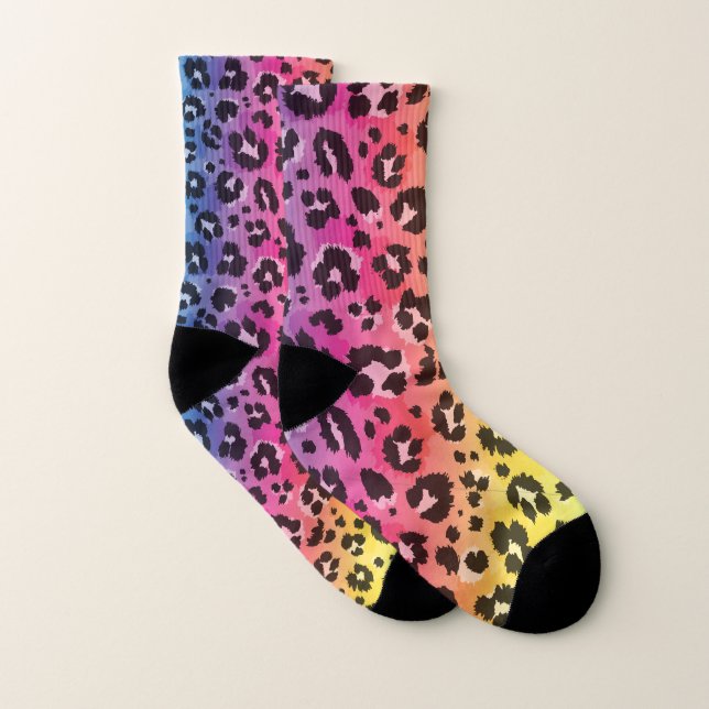 Rainbow Leopard Cheetah Animal Print Muster Socken (Paar)