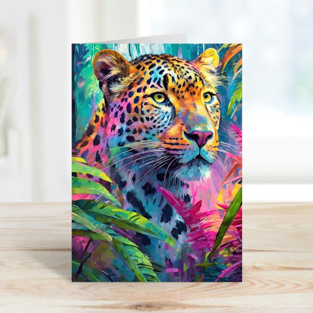Rainbow Leopard Colorful Moderne Abstrakte Kunst Karte (Von Creator hochgeladen)