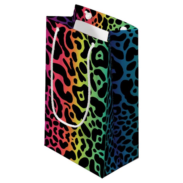 Rainbow Leopard Geschenktasche Kleine Geschenktüte (Vorderseite Schrägansicht)