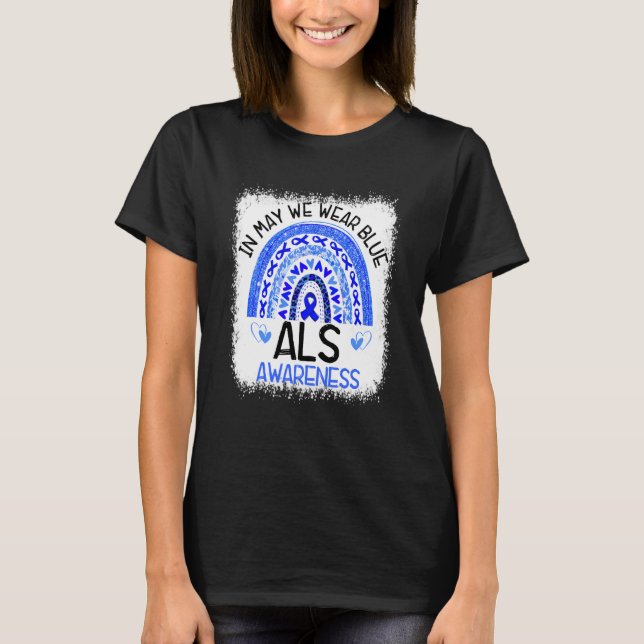 Rainbow Leopard In May We Wear Blue ALS Awareness T-Shirt (Vorderseite)