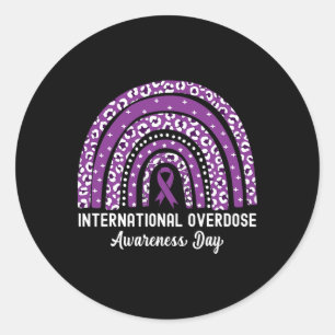Rainbow Leopard International Overdose Awareness D Runder Aufkleber