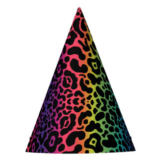 Rainbow Leopard Party Hat Partyhütchen