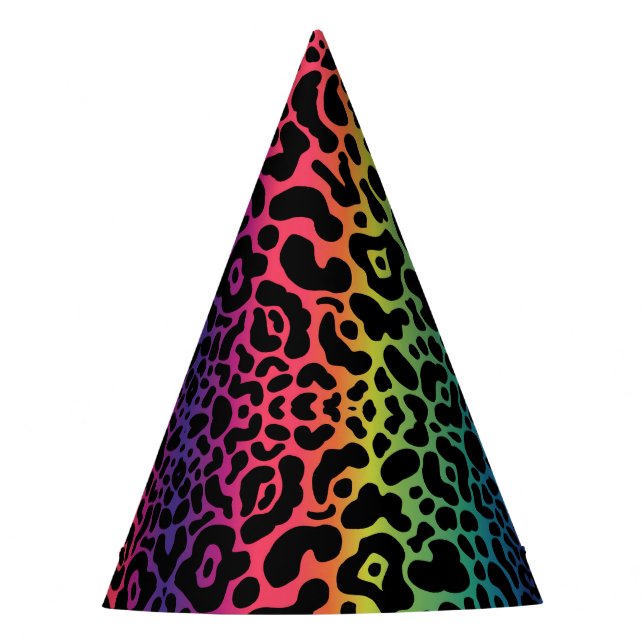 Rainbow Leopard Party Hat Partyhütchen (Vorderseite)