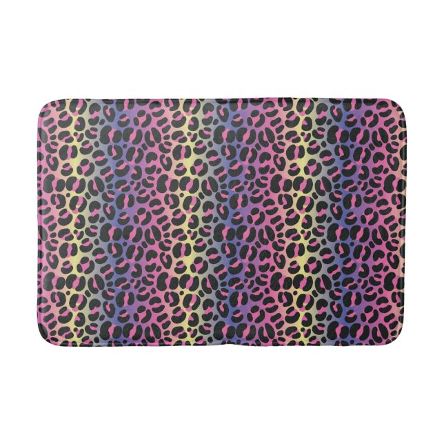 Rainbow Leopard Print Badematte (Vorderseite)