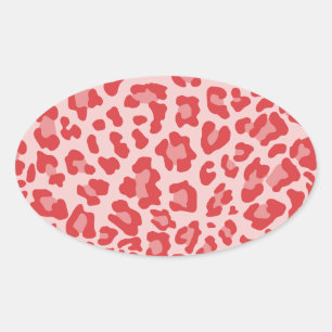 Rainbow Leopard Print Collection - Rot Ovaler Aufkleber