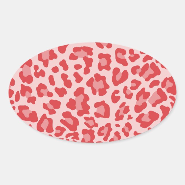 Rainbow Leopard Print Collection - Rot Ovaler Aufkleber (Vorderseite)