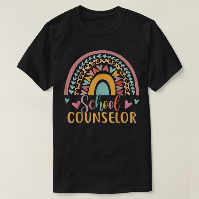Rainbow Leopard Print Counts der Funny School Coun T-Shirt (Design vorne)