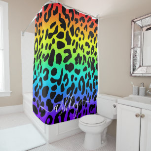 Rainbow Leopard Print Duschvorhang