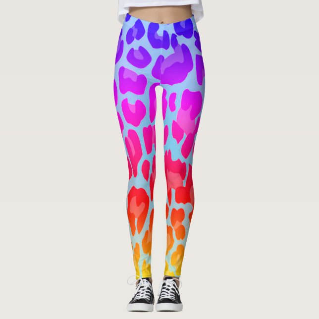 Rainbow Leopard Print Leggings (Vorderseite)