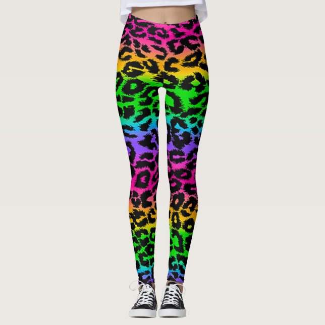Rainbow Leopard Print Leggings (Vorderseite)