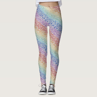 Rainbow Leopard Print Leggings | Bold Colorful