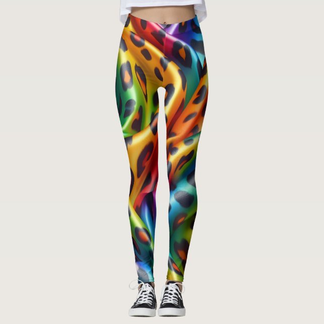Rainbow Leopard Print Leggings | Bold Colorful (Vorderseite)