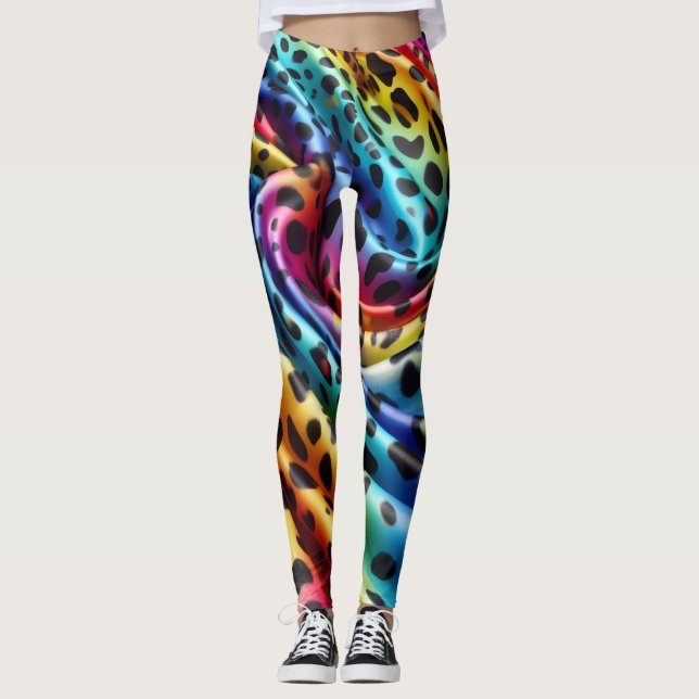 Rainbow Leopard Print Leggings | Psychedelic (Vorderseite)