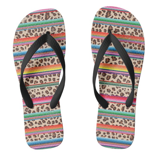 Rainbow Leopard Print Modern Girly Animal Muster Flip Flops (Fußbett)