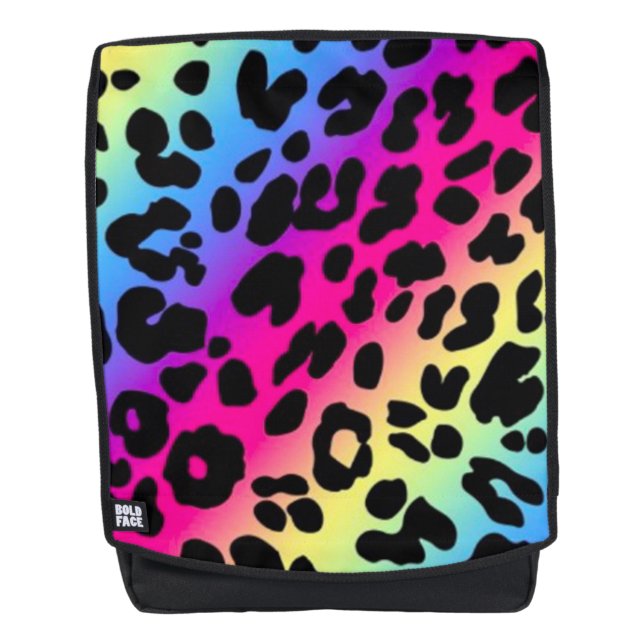 Rainbow Leopard Print Rucksack (Vorderseite)