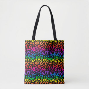 Rainbow Leopard Print Tasche