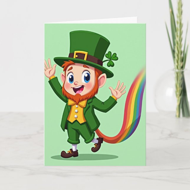 Rainbow Leprechaun Joy Card Karte (Vorderseite)