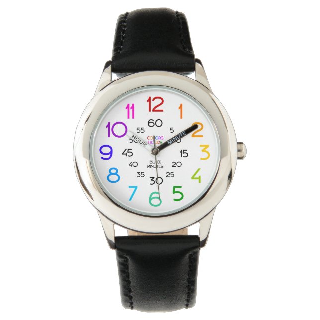 Rainbow lernen, die Zeit für Kinder beobachten Armbanduhr (Vorderseite)