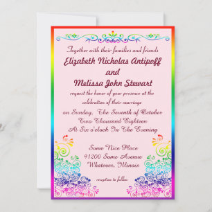 Rainbow Lesbian Elegant Stilvolle Hochzeit Einladung