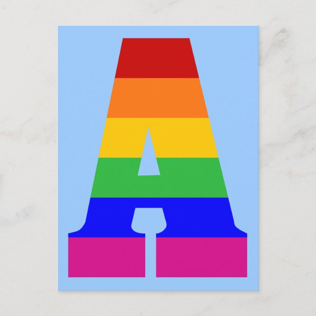 Rainbow Letter A Postkarte (Vorderseite)