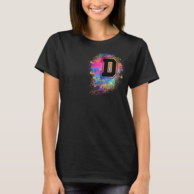 Rainbow Letter D Initial Mit Monogramm farbenfroh  T-Shirt (Vorderseite)