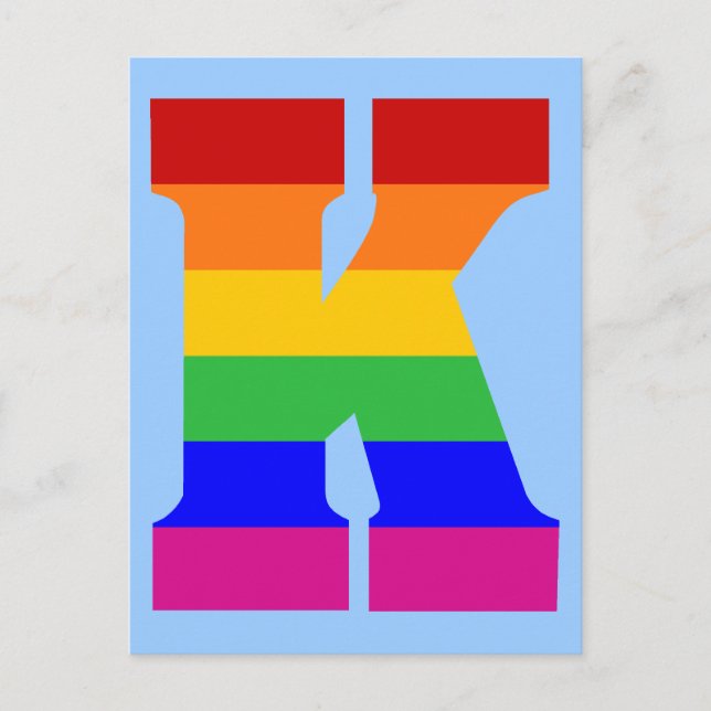 Rainbow Letter K Postkarte (Vorderseite)