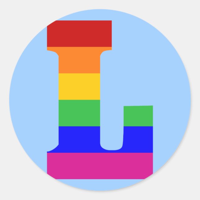 Rainbow Letter L Runder Aufkleber (Vorderseite)