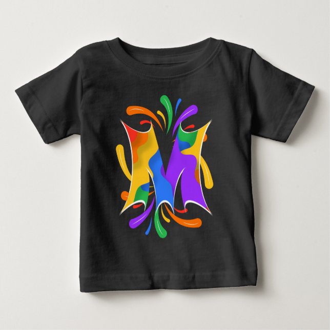 Rainbow Letter M Monogram Abstract Baby T-shirt (Vorderseite)