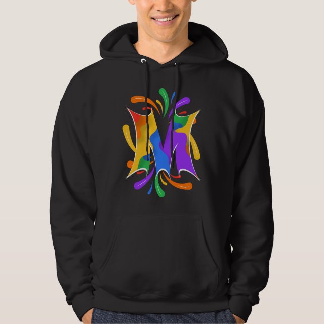 Rainbow Letter M Monogram Abstract Hoodie (Vorderseite)