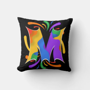Rainbow Letter M Monogram Abstrakt Kissen