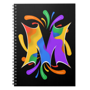 Rainbow Letter M Monogram Abstrakt Notizblock