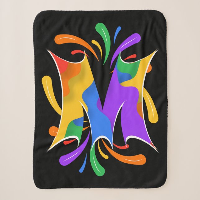 Rainbow Letter M Monogram Abstrakt Sherpadecke (Vorderseite)