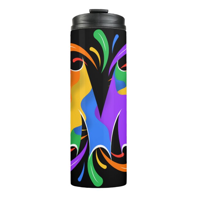 Rainbow Letter M Monogram Abstrakt Thermosbecher (Vorderseite)