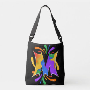 Rainbow Letter M Monogram Abstrakt Tragetaschen Mit Langen Trägern